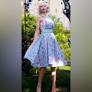 Pug pinup couture SoCal Dreaming dress